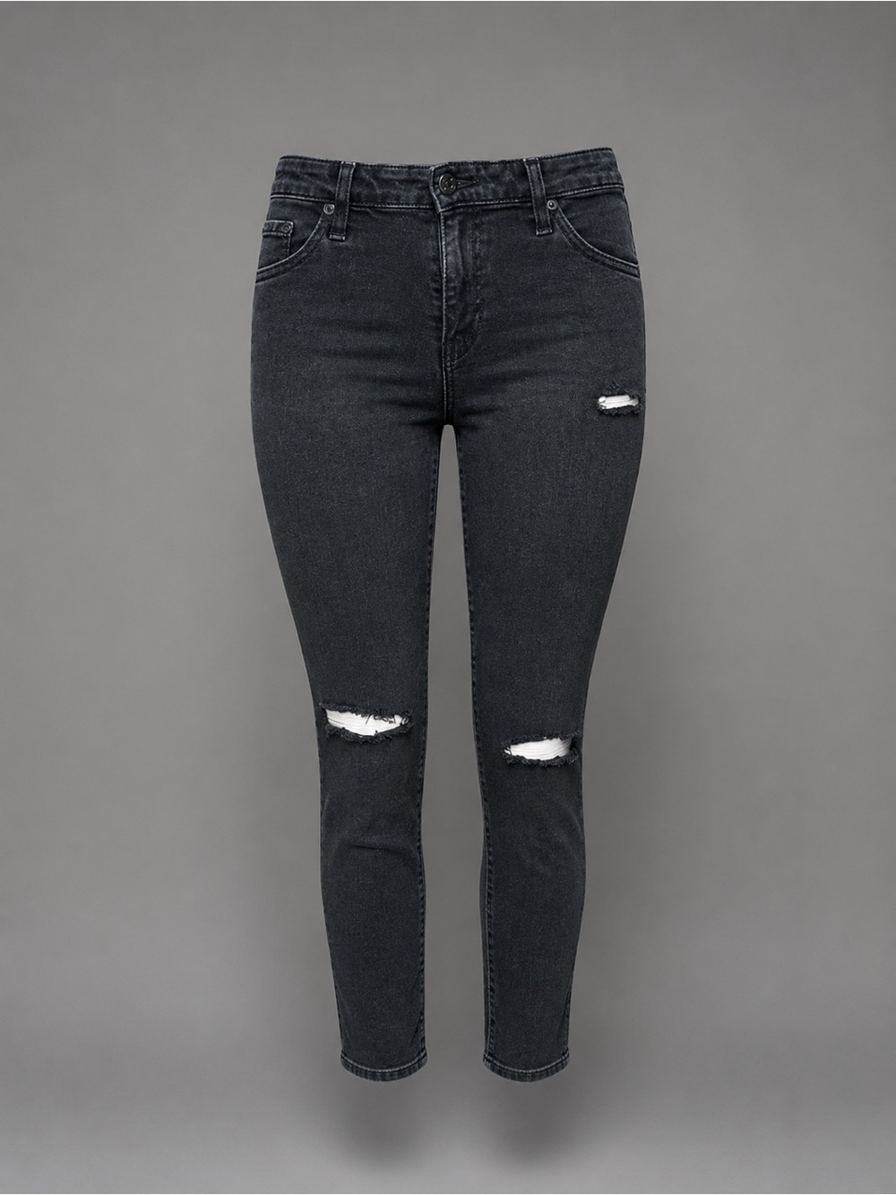 AG Sz 28 Black The Harper Essential Straight Distressed Jeans
